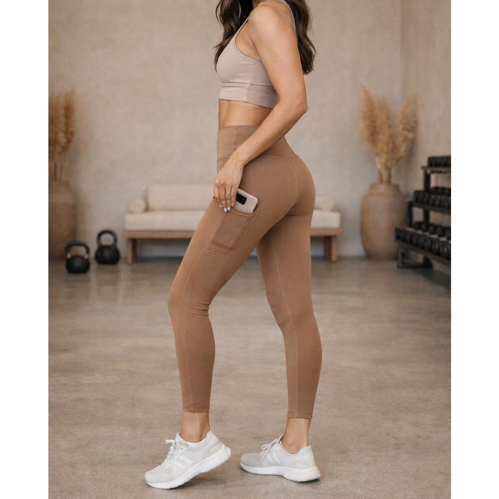 Champion C9 High Rise Side Pocket Leggings 7/8 Ankle Neutral Tan Size Small